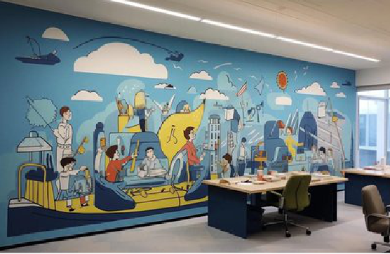全椒办公室墙绘的特点。